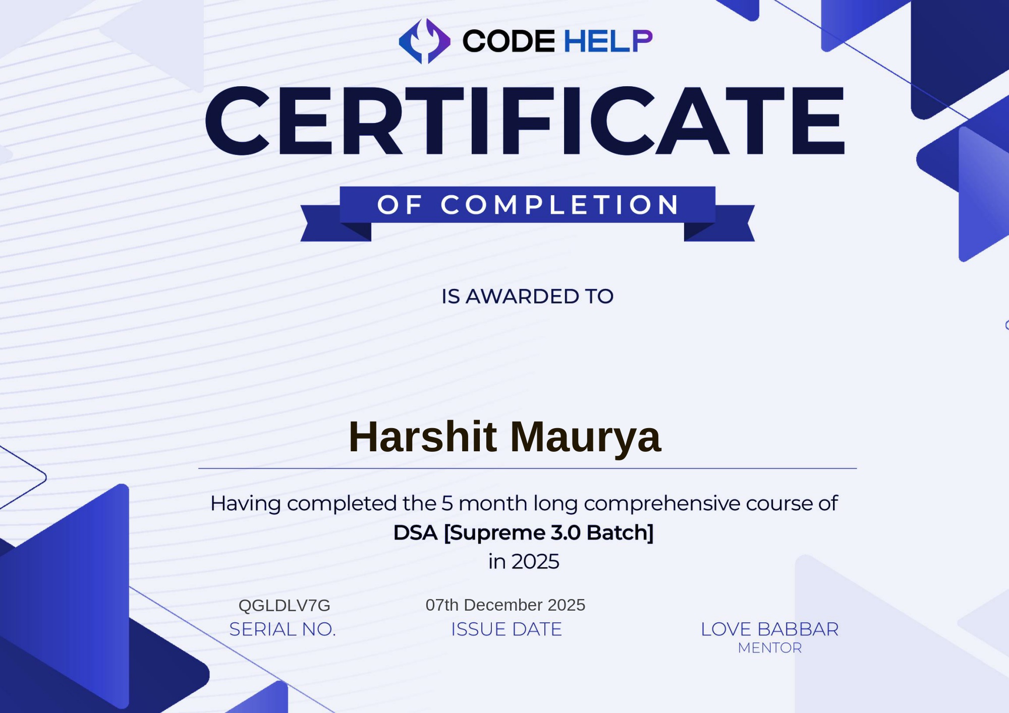 Web Development certificate